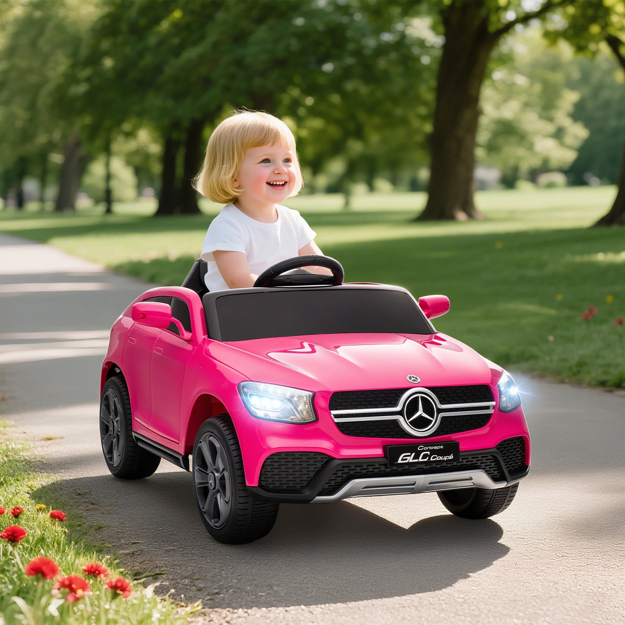 Kinder Elektroauto 12V im Mercedes-Stil – Pink, Fernbedienung, LED & Musik (3–6 Jahre)