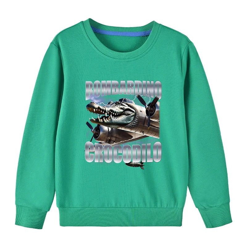 Kinder Hoodie – Italian Brainrot Meme “Bombardino Crocodilo” – Unisex (3–12 Jahre)