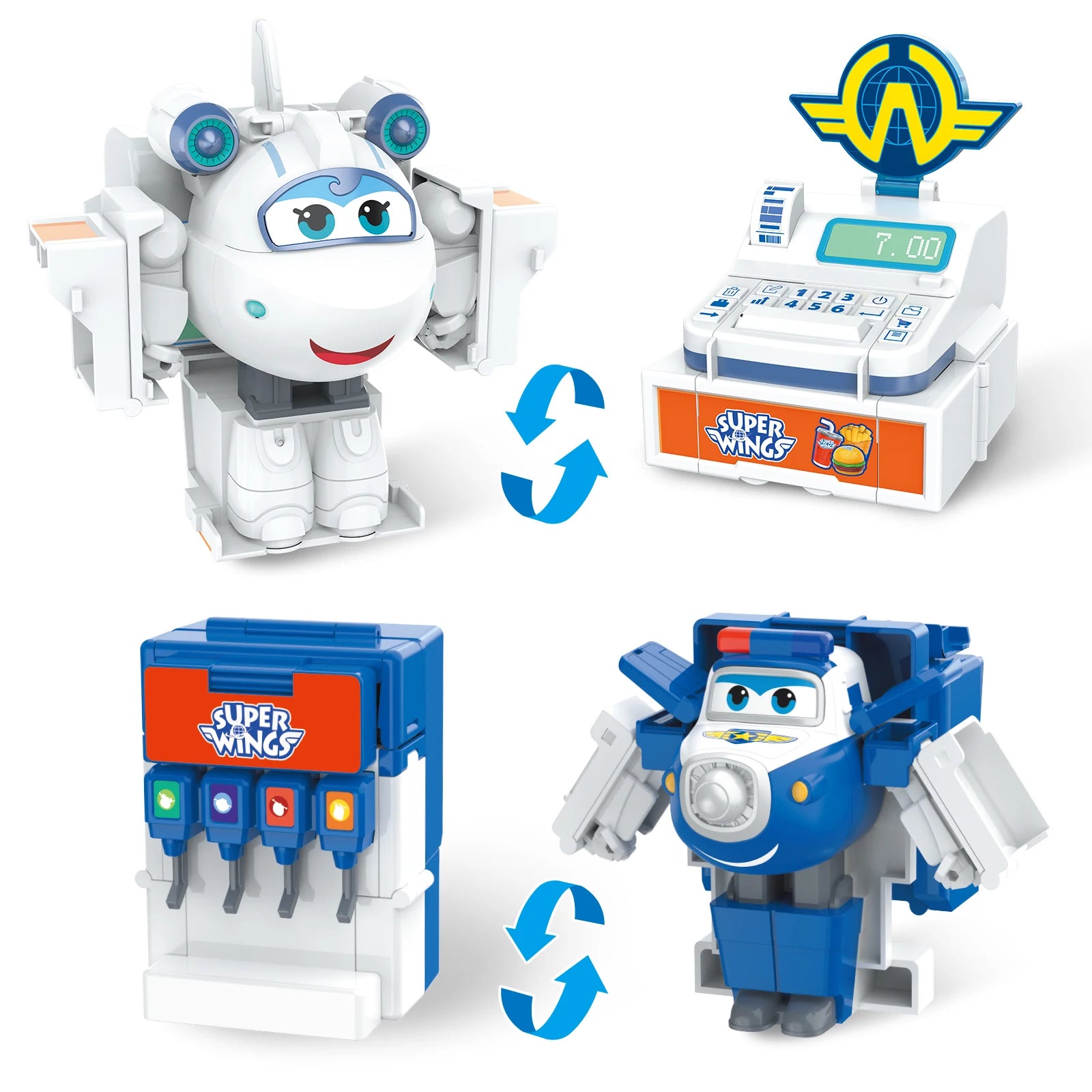 Super Wings 2-in-1 Transformierbarer Roboter – Dizzy & Donnie Foodie-Serie