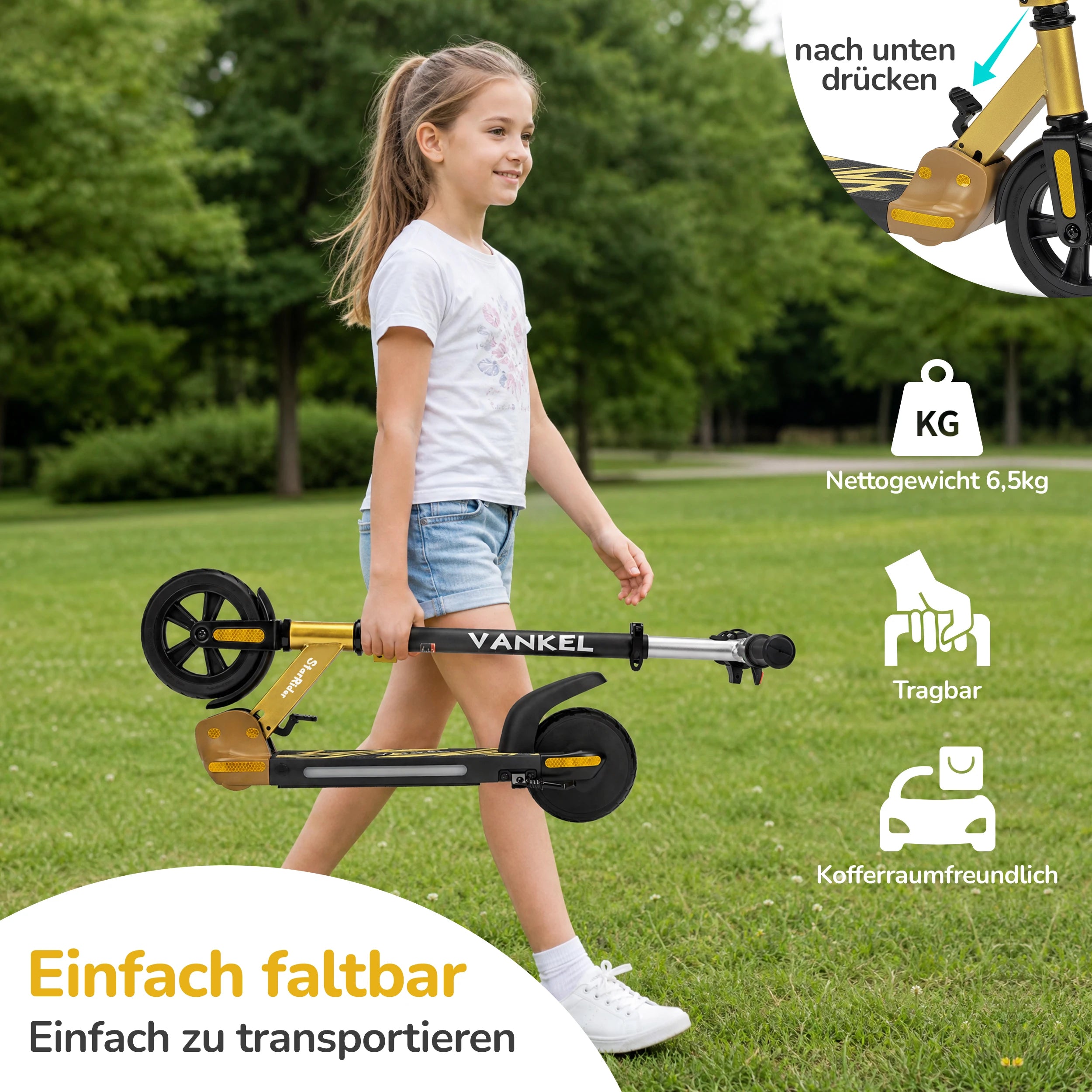 Kinder Elektro-Scooter ab 6 Jahren – 150W, bis 14 km/h, klappbar & mit LED