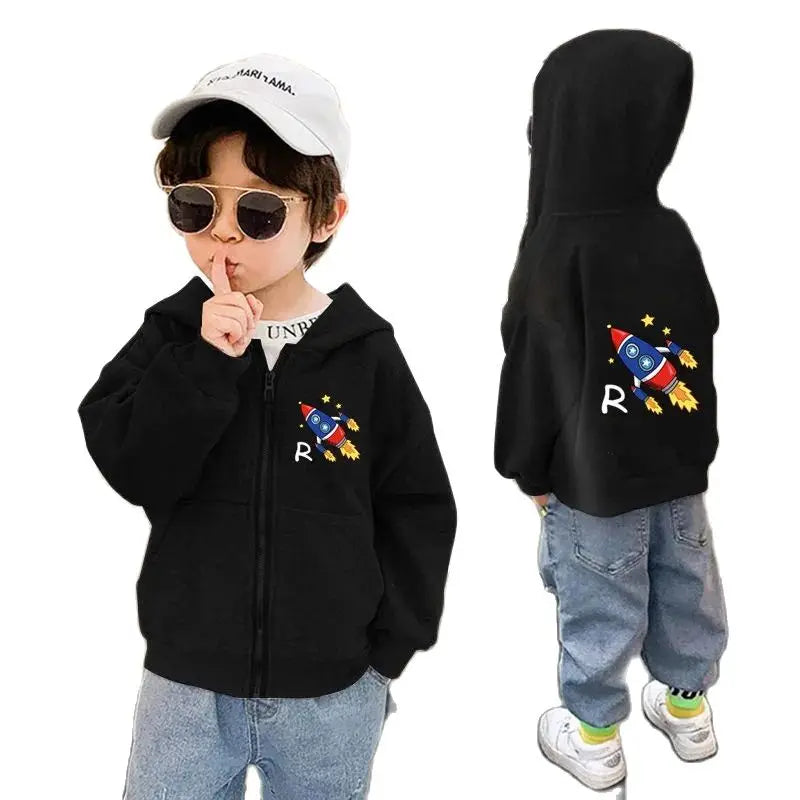 Kinder Kapuzenjacke mit Astronauten-Print | Reißverschluss | Unisex | 3–6 Jahre