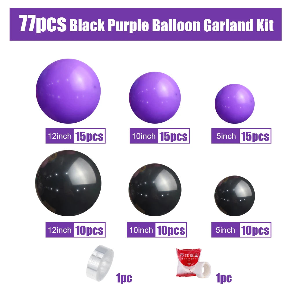 Ballon-Girlanden-Set Lila & Schwarz – 77-teilig