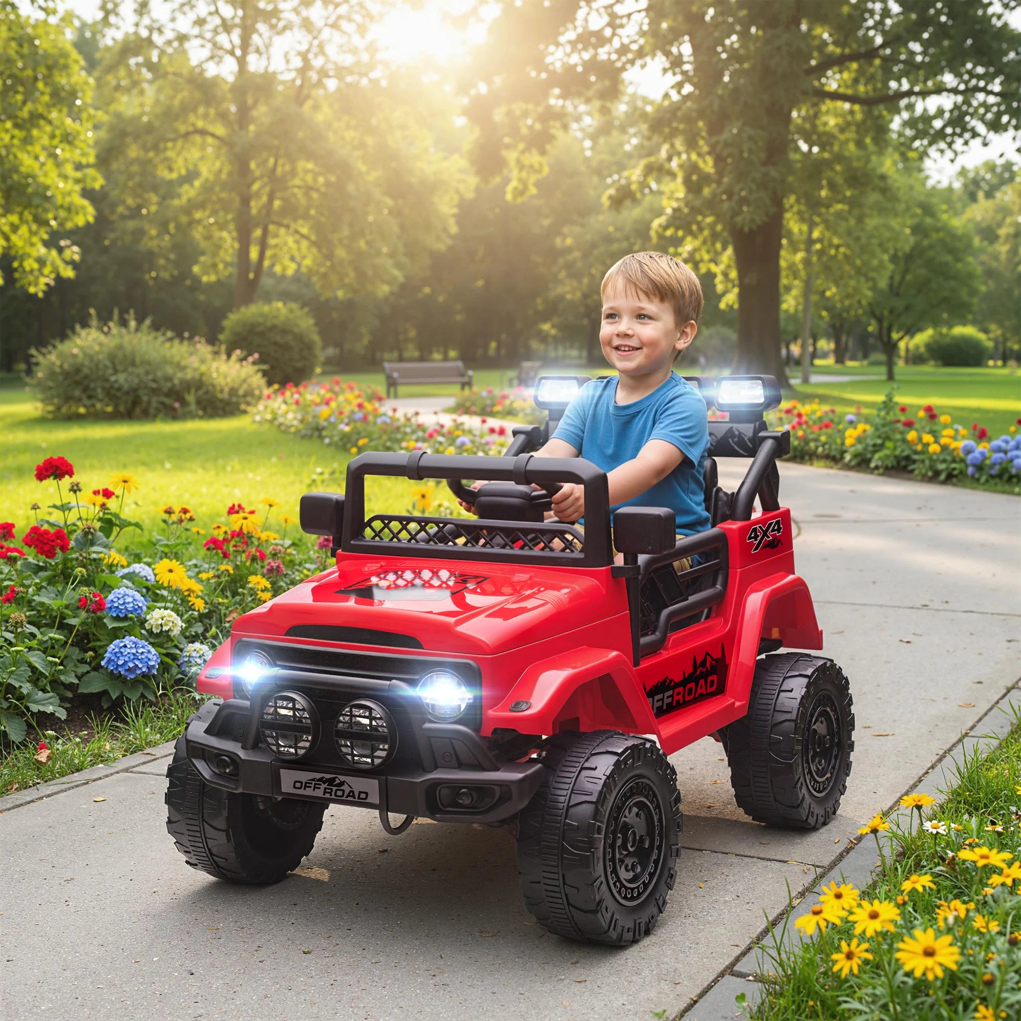 Kinder Elektro-Geländewagen mit Fernbedienung – Rot (99 x 66 x 68,5 cm)