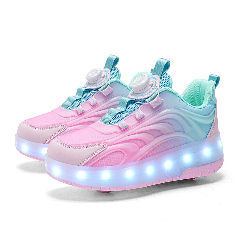 Kinder LED-Rollschuhe mit 2 Rädern – Leuchtende USB-Sneaker für Jungen & Mädchen