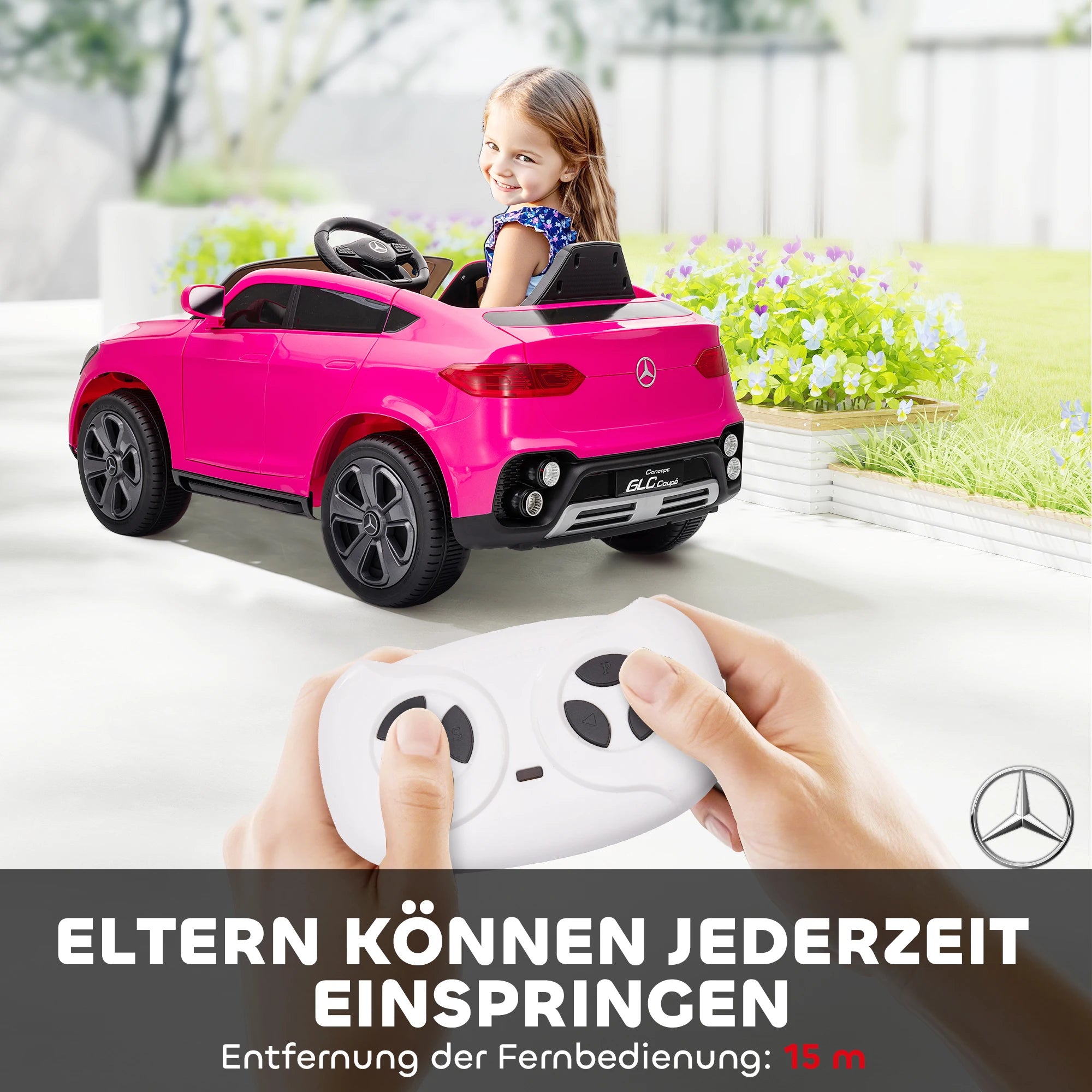 Kinder Elektroauto 12V im Mercedes-Stil – Pink, Fernbedienung, LED & Musik (3–6 Jahre)