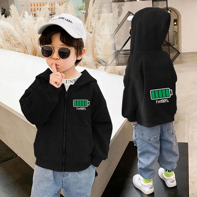 Kinder Kapuzenjacke mit Astronauten-Print | Reißverschluss | Unisex | 3–6 Jahre