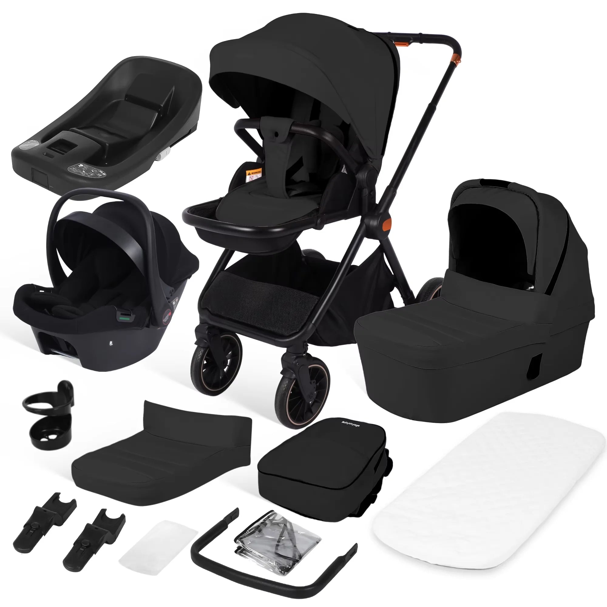 BabyVoyage 4-in-1 Kinderwagen-Reisesystem mit ISOFIX & 360°-Schwenkrädern – Für Neugeborene bis 26 kg