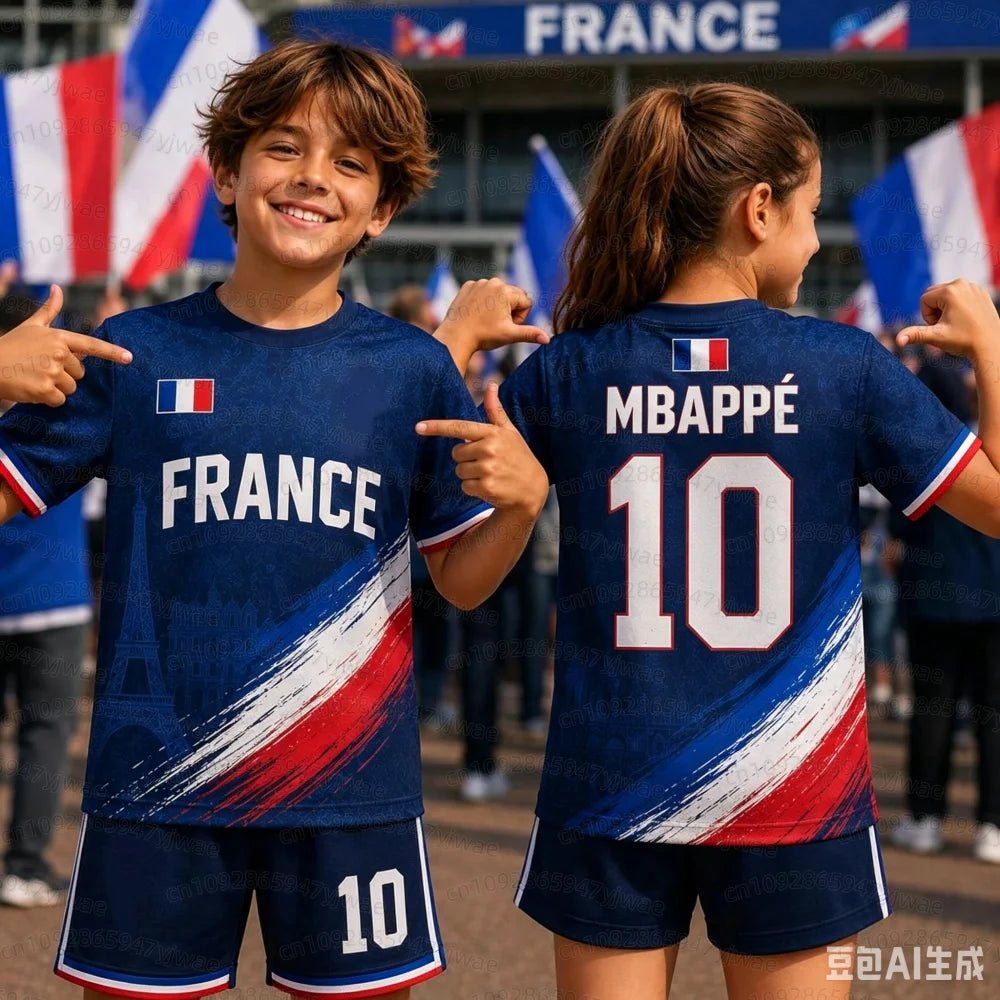 Mbappé #10 Fußball-Set | Trikot & Shorts | Frankreich | Unisex | Kinder & Erwachsene