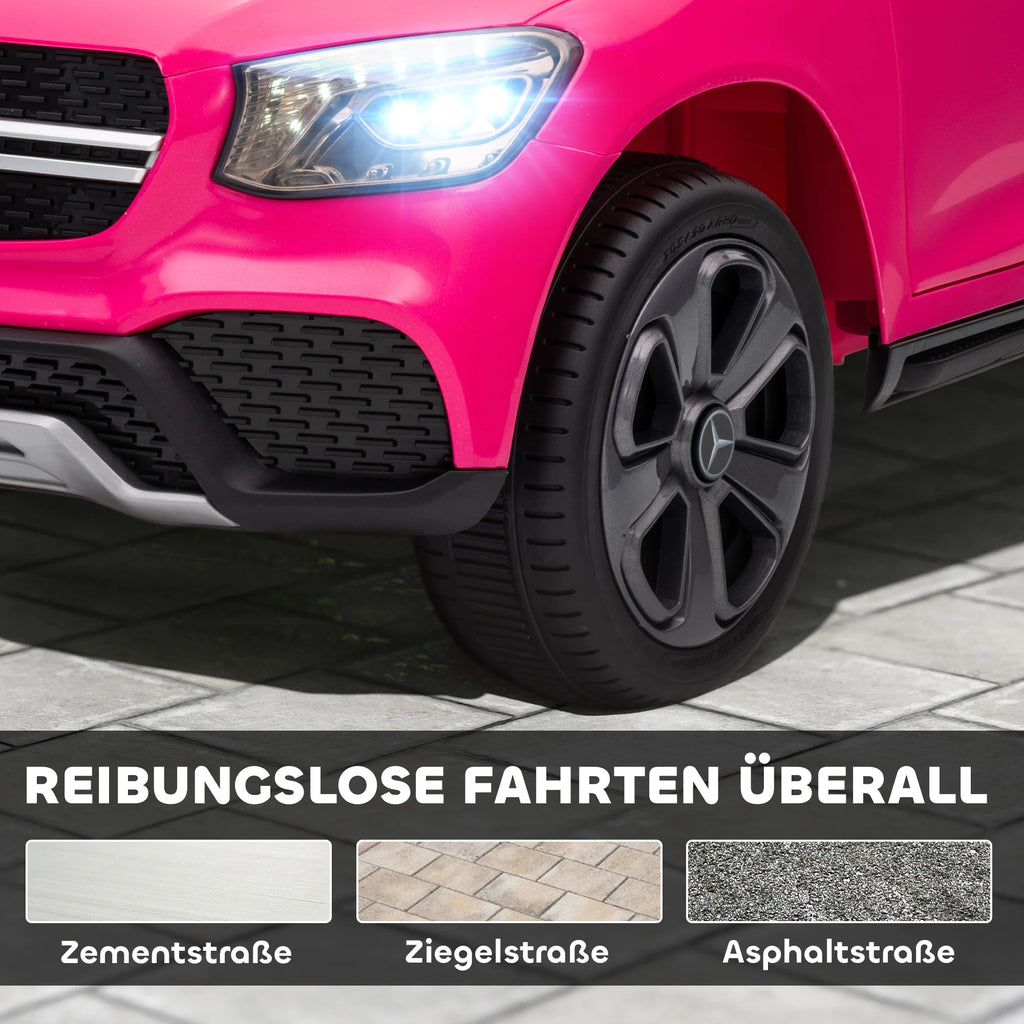 Kinder-Elektroauto 12V im Mercedes-Stil – Pink mit Fernbedienung & LED für Mädchen (3–6 Jahre)