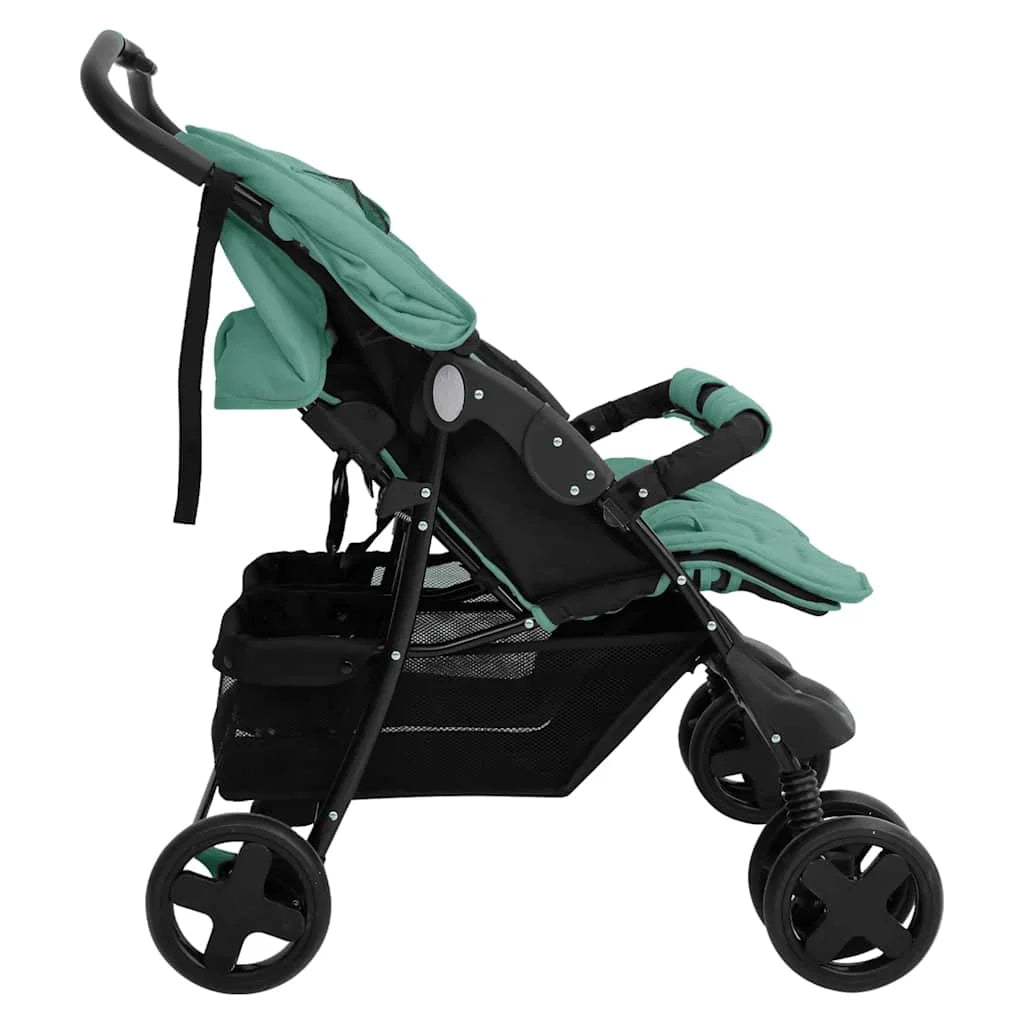 Doppel-Kinderwagen aus Stahl faltbar – Für 1–2 Kinder bis je 15 kg
