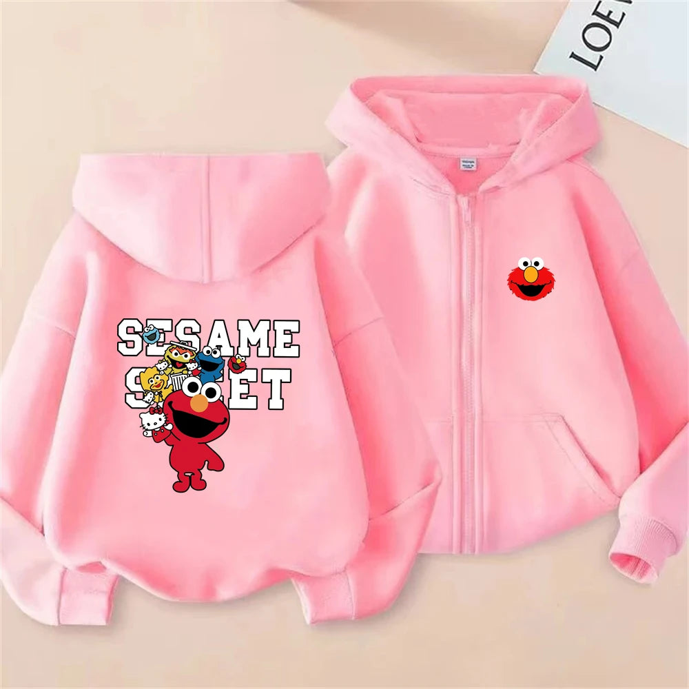 Kinder Hoodie mit Reißverschluss – Elmo Sesame Street Print, Unisex (3–12 Jahre)