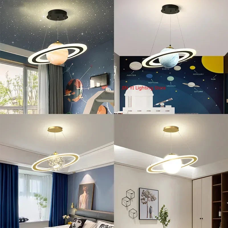 Planet LED Pendelleuchte – Moderne Kinderzimmer-Lampe im Weltraum-Design