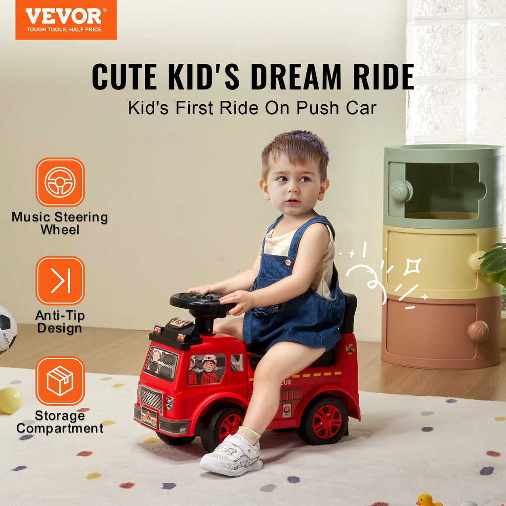 VEVOR Aufsitzauto für Kleinkinder – Rutschauto mit Musiklenkrad & Stauraum, 1–3 Jahre