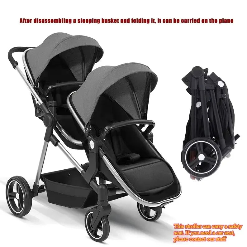 Multifunktionaler Zwillingskinderwagen – Faltbar, leicht & zum Babyfahrrad umbaubar
