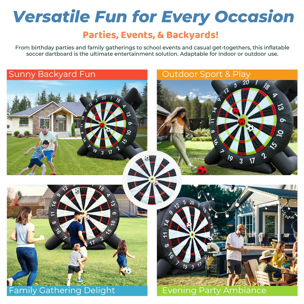 XXL Aufblasbare Fußball-Dartscheibe 3 m mit Gebläse & 8 Bällen