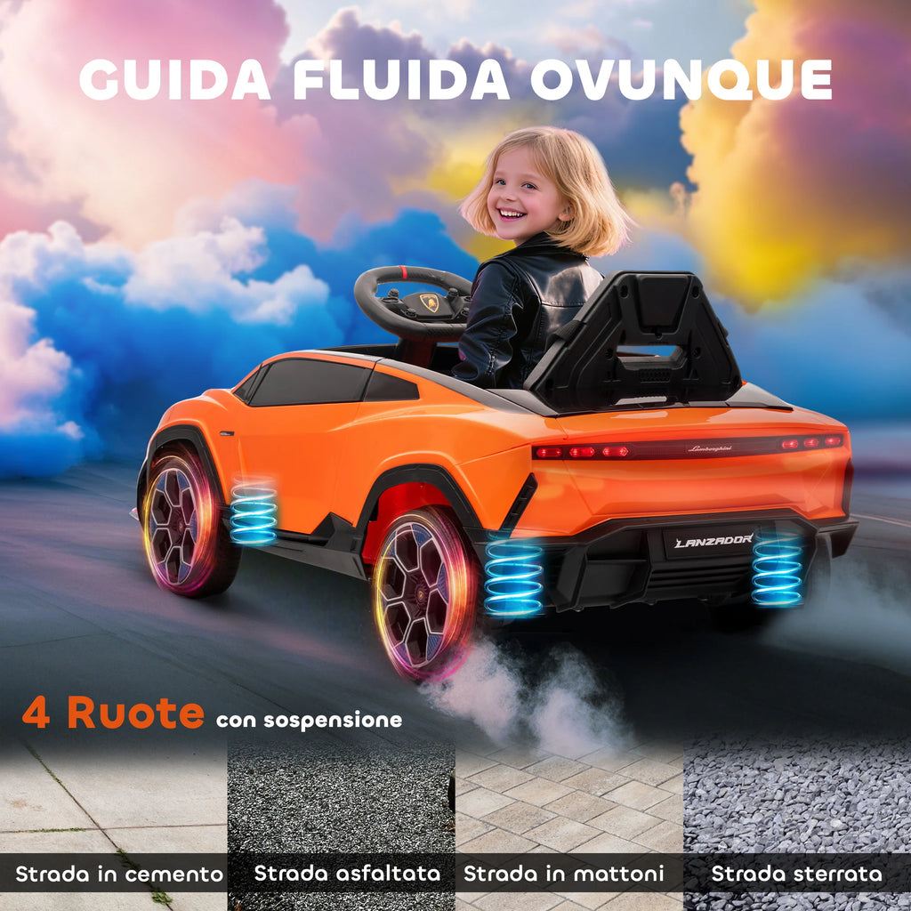 Kinder-Elektrosportwagen 12V in Orange – Scherentüren, Fernbedienung & MP3 (3–6 Jahre)