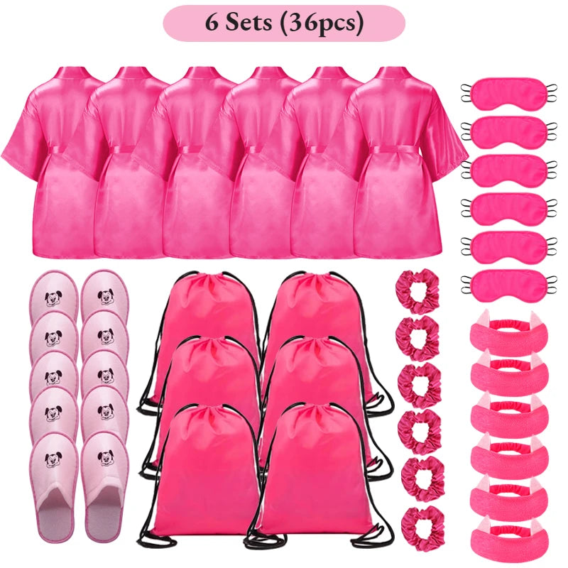 Spa Party Set für Mädchen – 6-teiliges Bademantel- & Pyjamaparty-Set