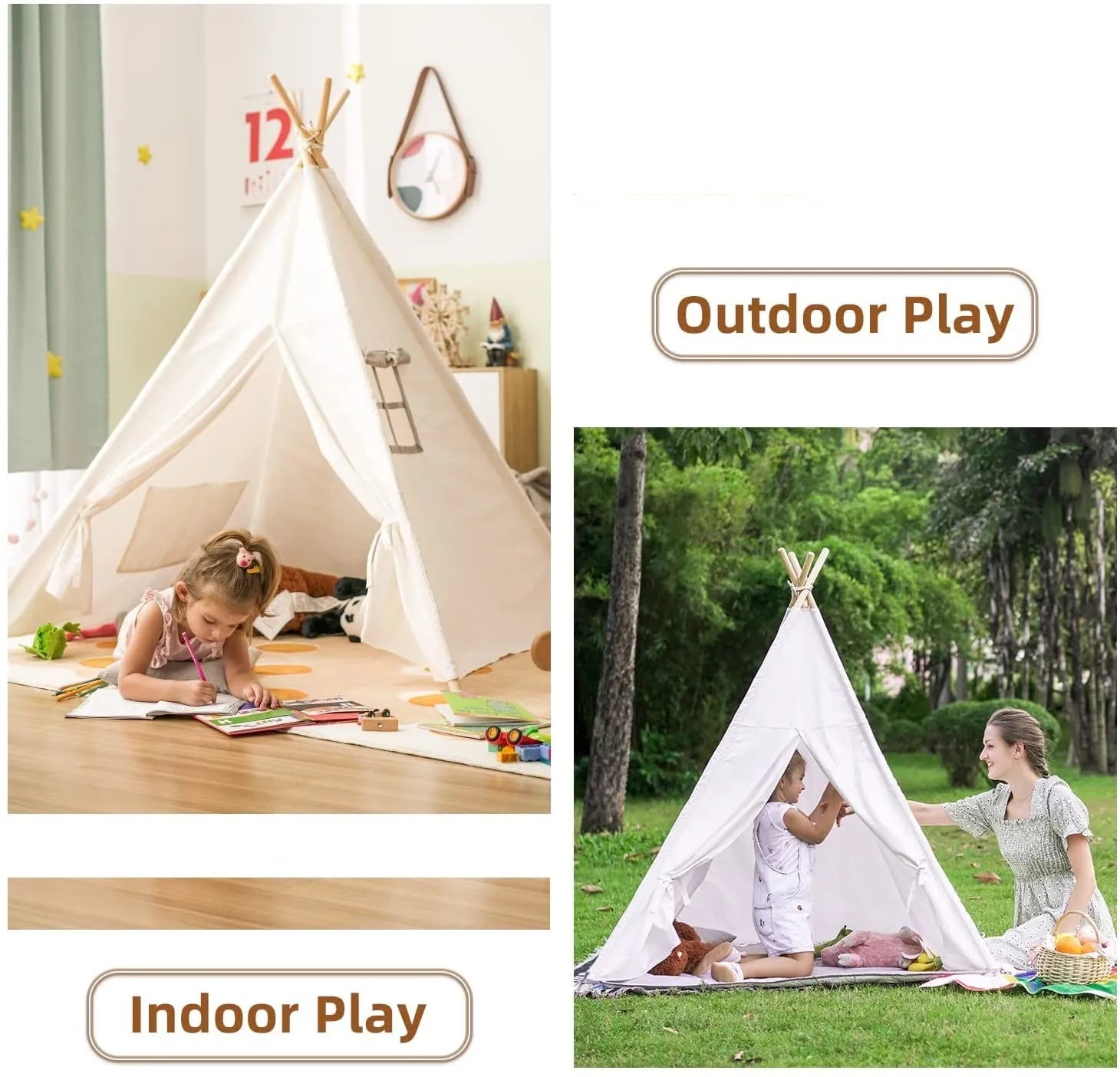 Kinder Tipi-Spielzelt – gemütliches Spielhaus 1,3 m / 1,6 m