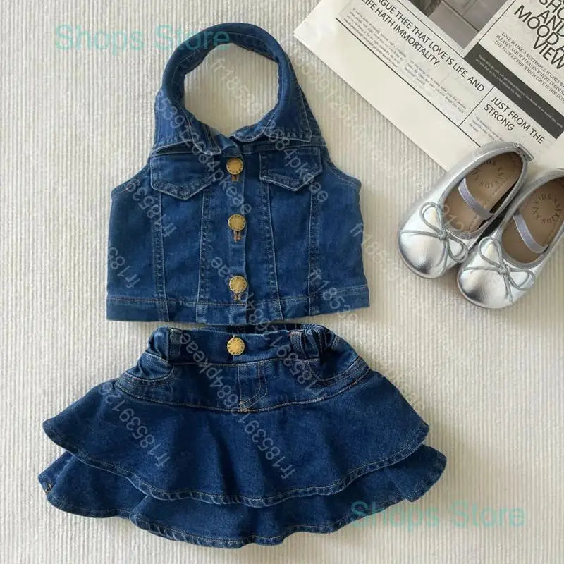 Mädchen Sommer-Set 2-11 Jahre – Jeans-Weste & Rock, 2-teilig