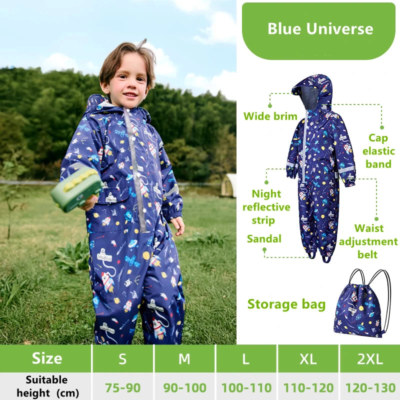 Kinder Regenoverall mit Kapuze | Wasserdicht | Unisex | 4–6 Jahre | Ganzjährig