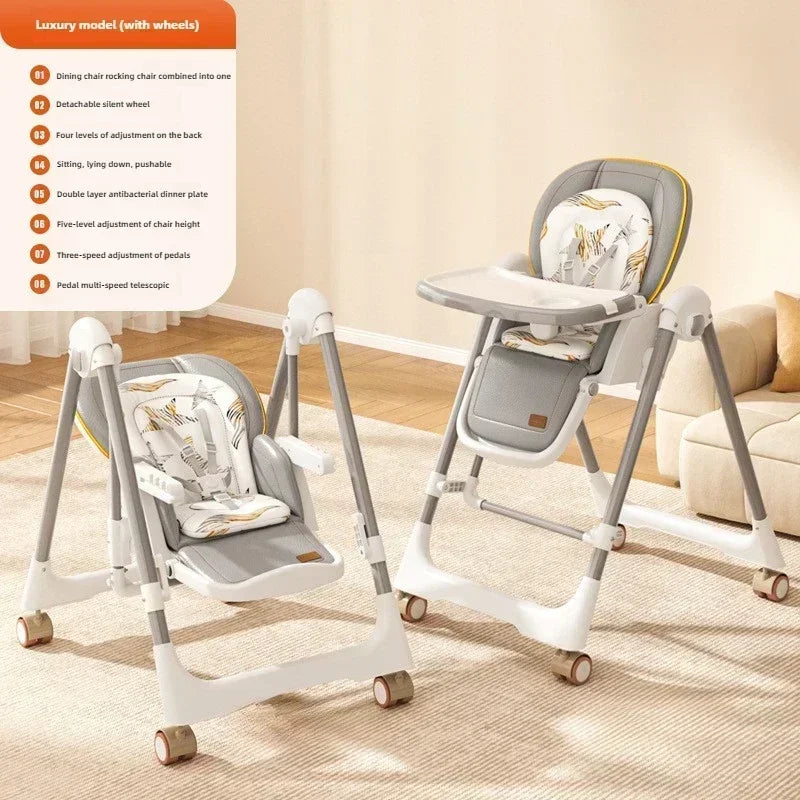 2-in-1 Baby-Hochstuhl & Schaukel – Verstellbarer Essstuhl für Babys