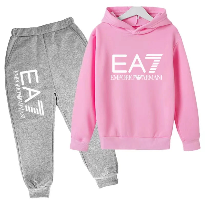 Kinder Jogginganzug 2-teilig – Hoodie & Hose mit Schriftzug für Jungen & Mädchen