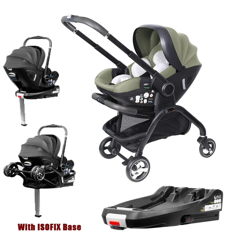 LUVCHAIN 4-in-1 Kinderwagen mit ISOFIX & Autositz – Faltbar, für Neugeborene (EU-Versand)