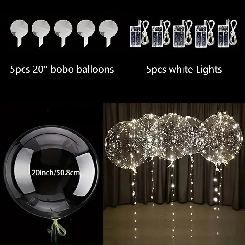 LED Bobo-Ballons mit Lichterkette – 5er-Set für besondere Anlässe
