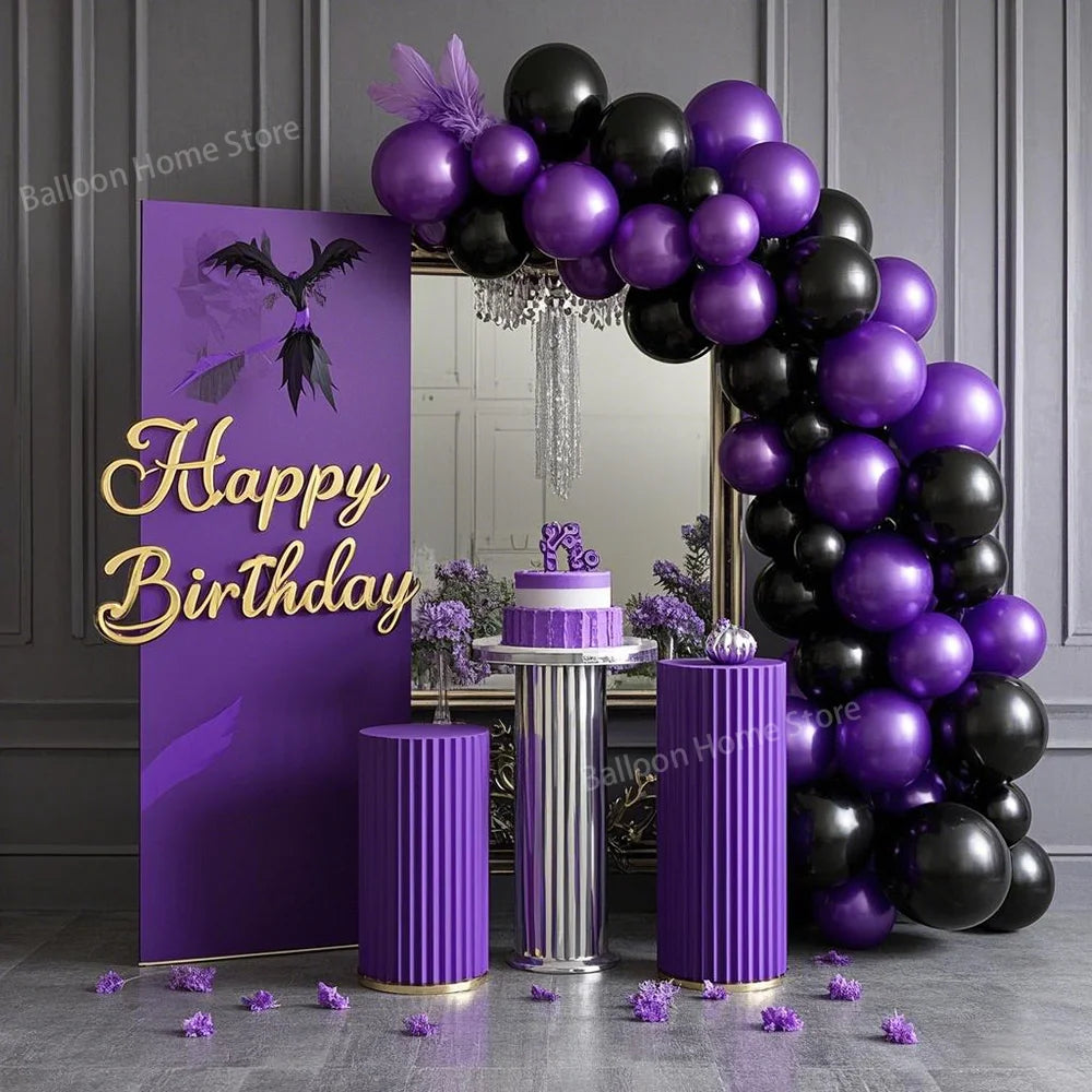 Ballon-Girlanden-Set Lila & Schwarz – 77-teilig