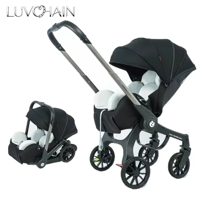 4-in-1 Baby Kinderwagen mit Autositz – faltbar, flexibel & reisetauglich