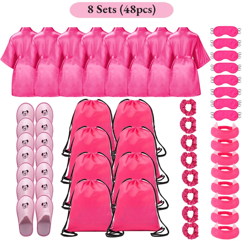 Spa Party Set für Mädchen – 6-teiliges Bademantel- & Pyjamaparty-Set