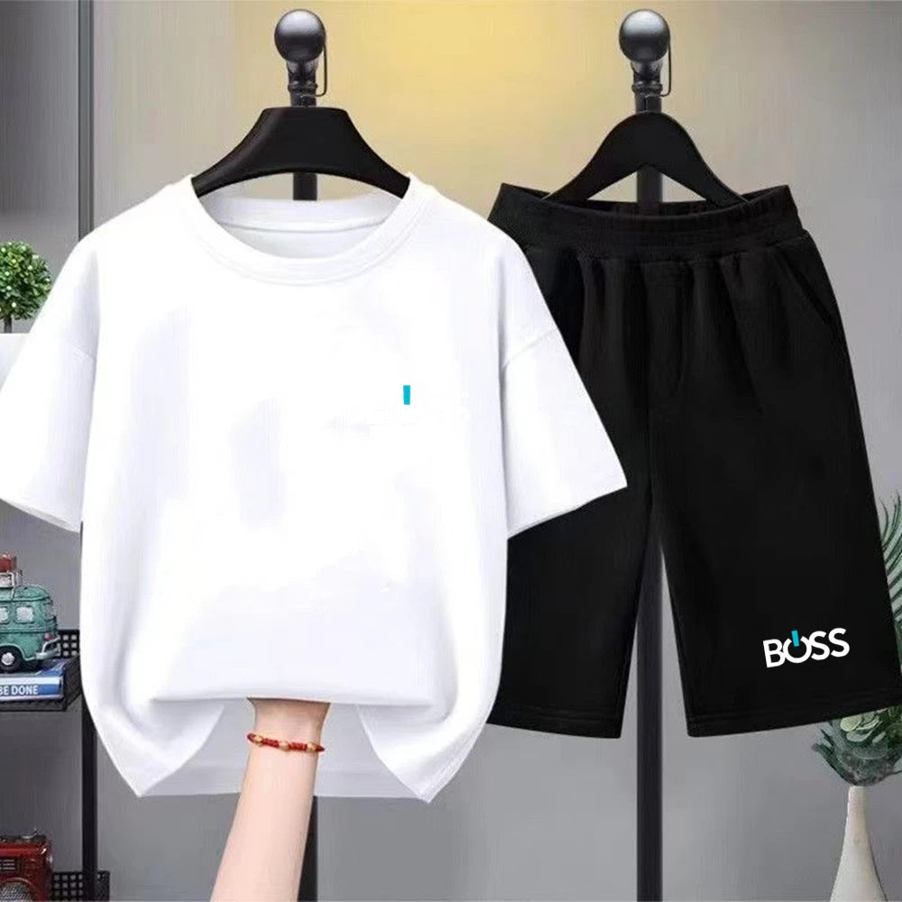Kinder Sommer-Set 2-teilig – T-Shirt & Shorts mit Print für Jungen & Mädchen