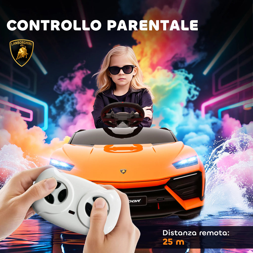 Kinder-Elektrosportwagen 12V in Orange – Scherentüren, Fernbedienung & MP3 (3–6 Jahre)