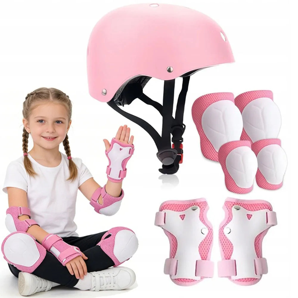 Kinder-Schutzset mit Helm in Rosa – Knie-, Ellbogen- & Handgelenkschützer inkl. Tragetasche (3–7 Jahre)