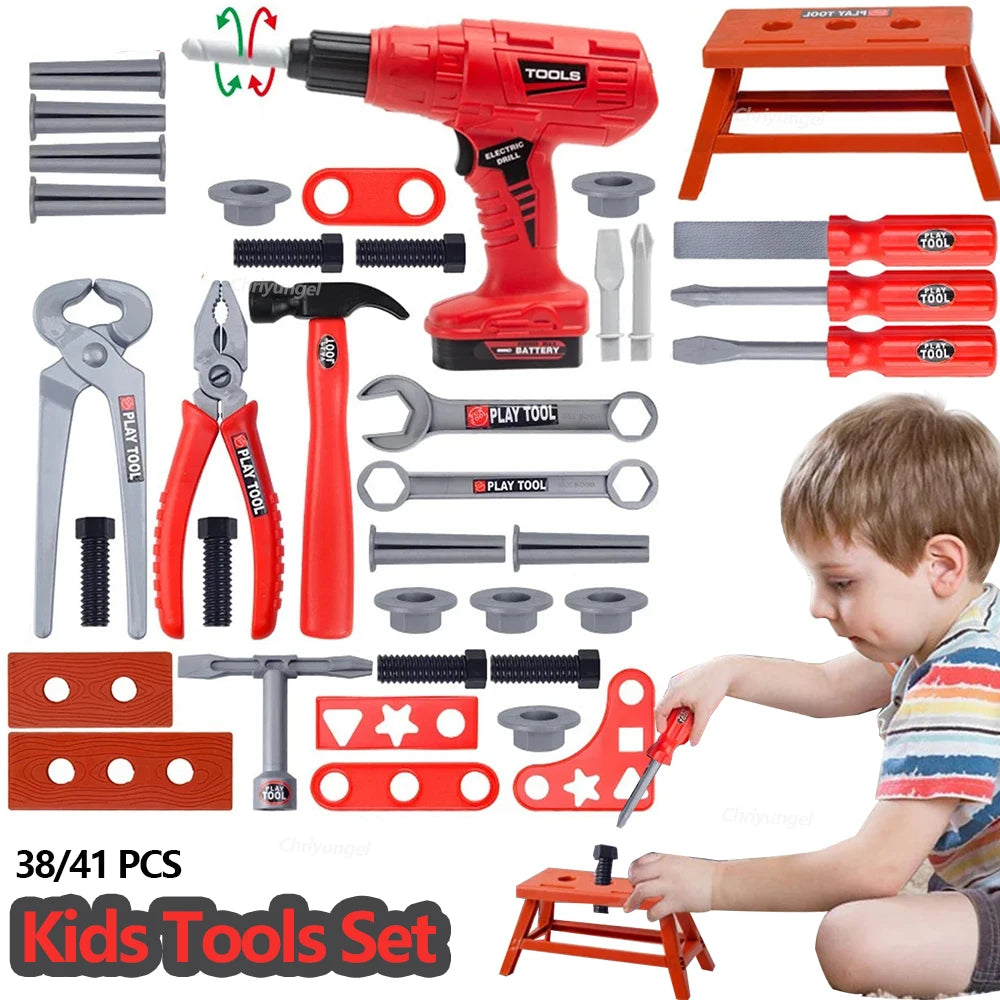 Kinder-Werkzeugset 38/42-teilig – Reparatur- & Konstruktionsspielzeug mit Werkzeugen