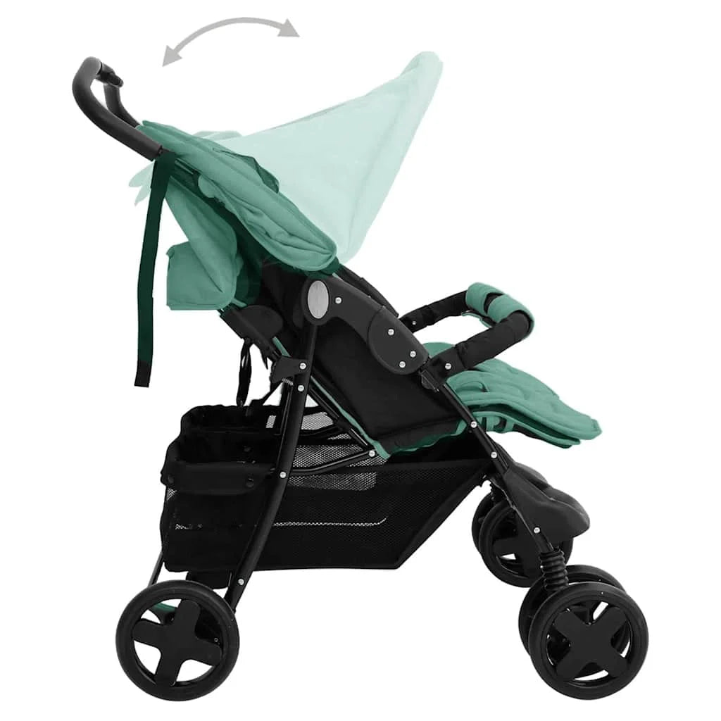 Doppel-Kinderwagen aus Stahl faltbar – Für 1–2 Kinder bis je 15 kg