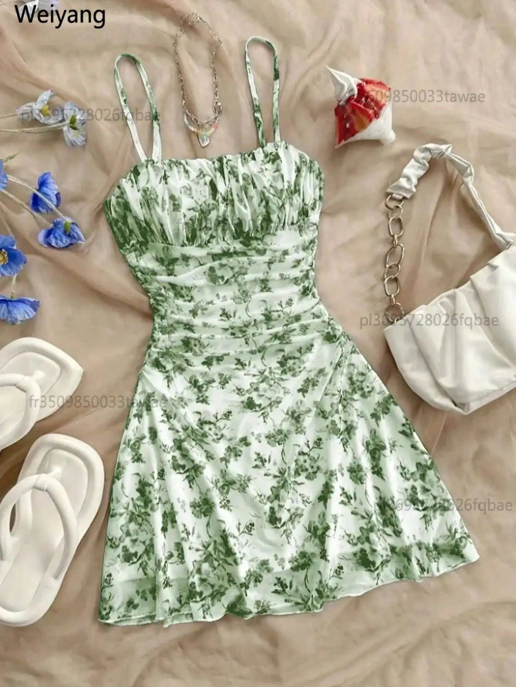 Mädchen Sommerkleid Schulterlos | A-Linie bis Wadenmitte | Ab 14 Jahre | inkl. Accessoire