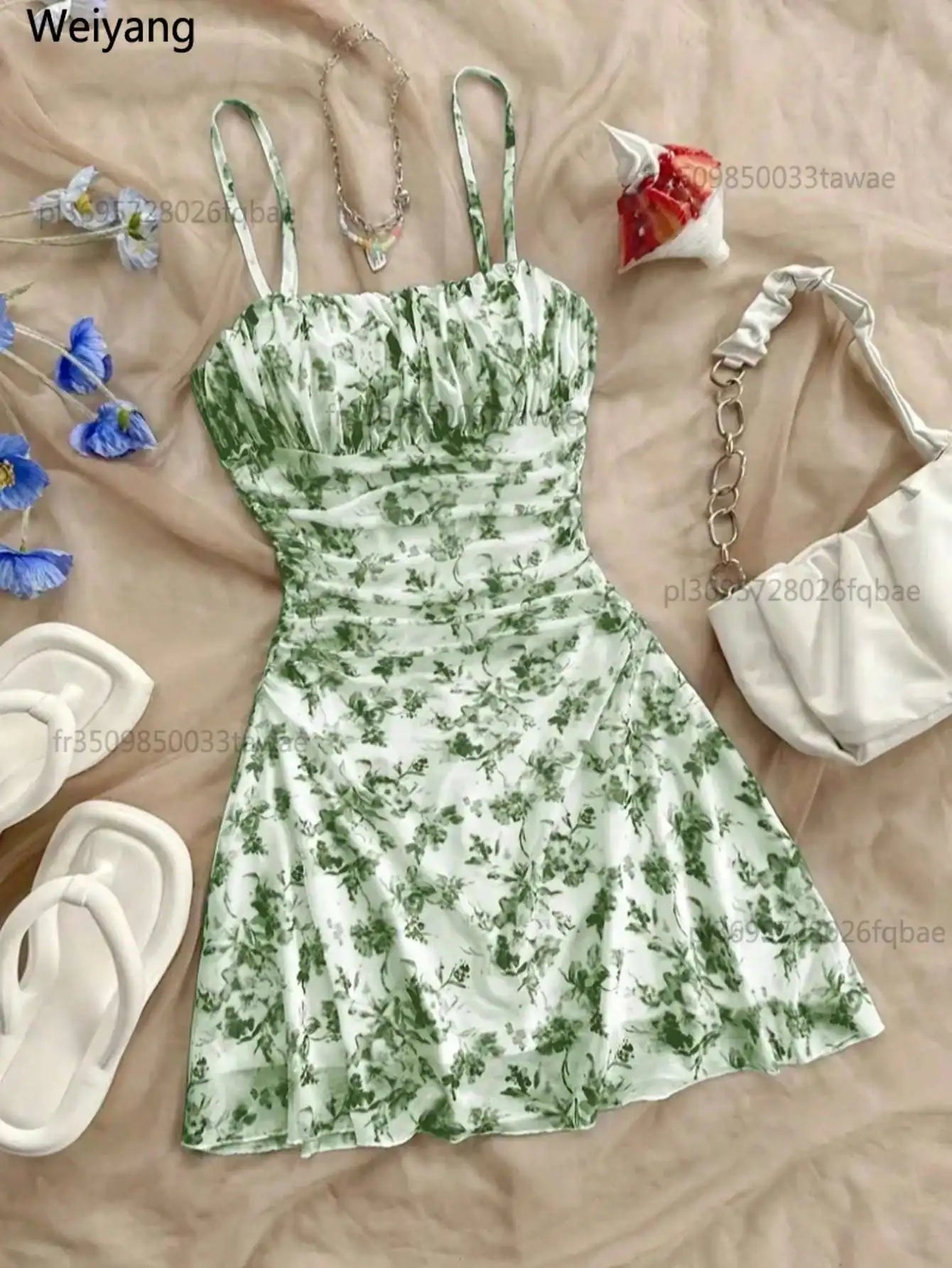 Mädchen Sommerkleid Schulterlos | A-Linie bis Wadenmitte | Ab 14 Jahre | inkl. Accessoire
