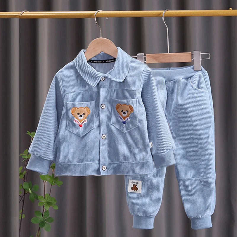 Baby & Kleinkind Set mit Bären-Print | Langarm Shirt & Hose | Unisex | 9 Mon.–5 Jahre