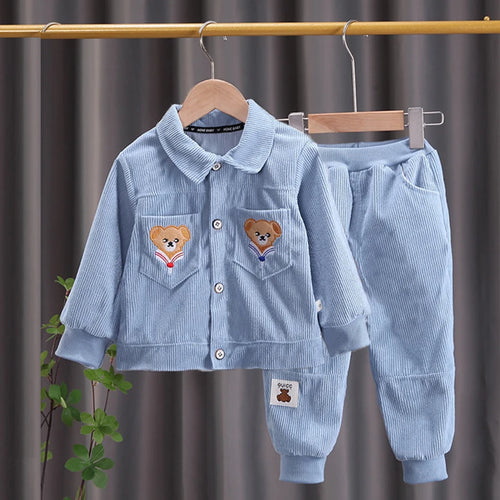 Baby & Kleinkind Set mit Bären-Print | Langarm Shirt & Hose | Unisex | 9 Mon.–5 Jahre