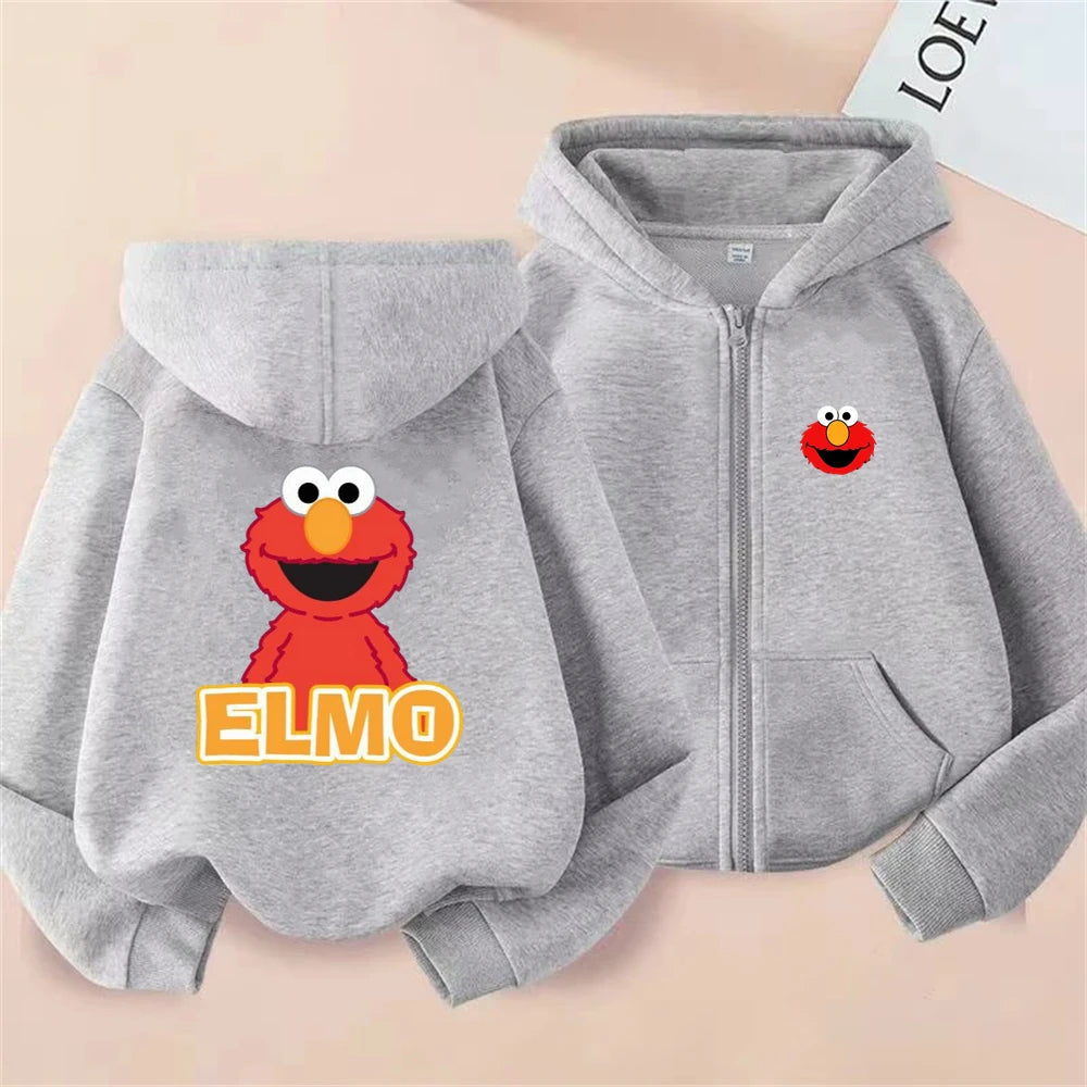 Kinder Hoodie mit Reißverschluss – Elmo Sesame Street Print, Unisex (3–12 Jahre)