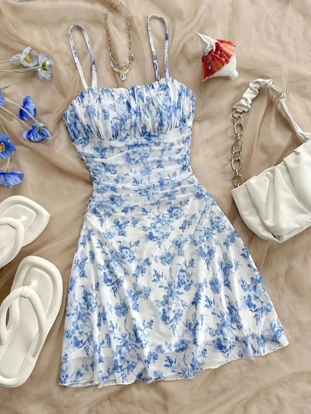 Mädchen Sommerkleid – Blumen-Neckholder, ärmellos, A-Linie (ab 14 Jahren)