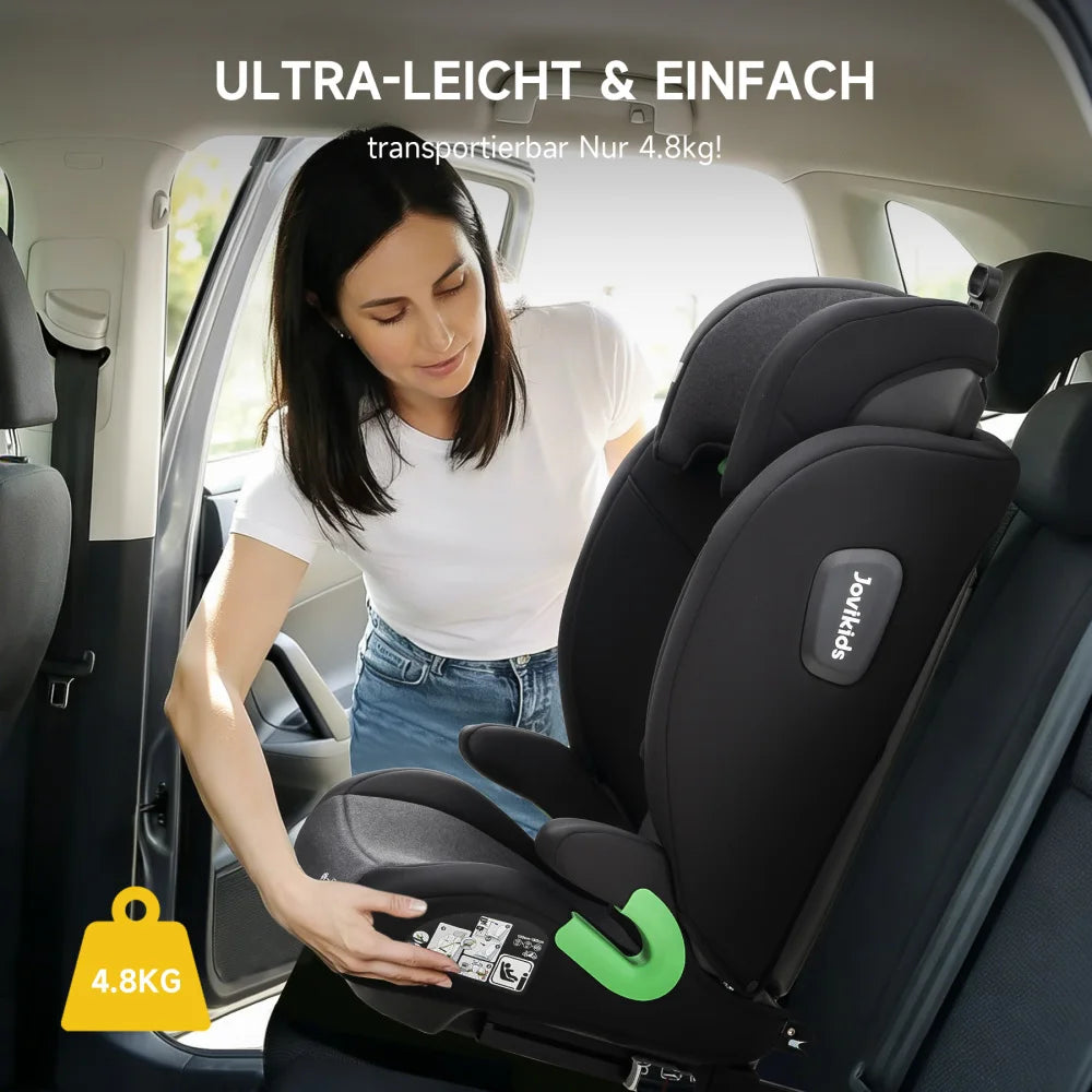 Kindersitz I-Size R129 mit ISOFIX in Schwarz – Verstellbar, Seitenaufprallschutz (100–150 cm, 15–36 kg)