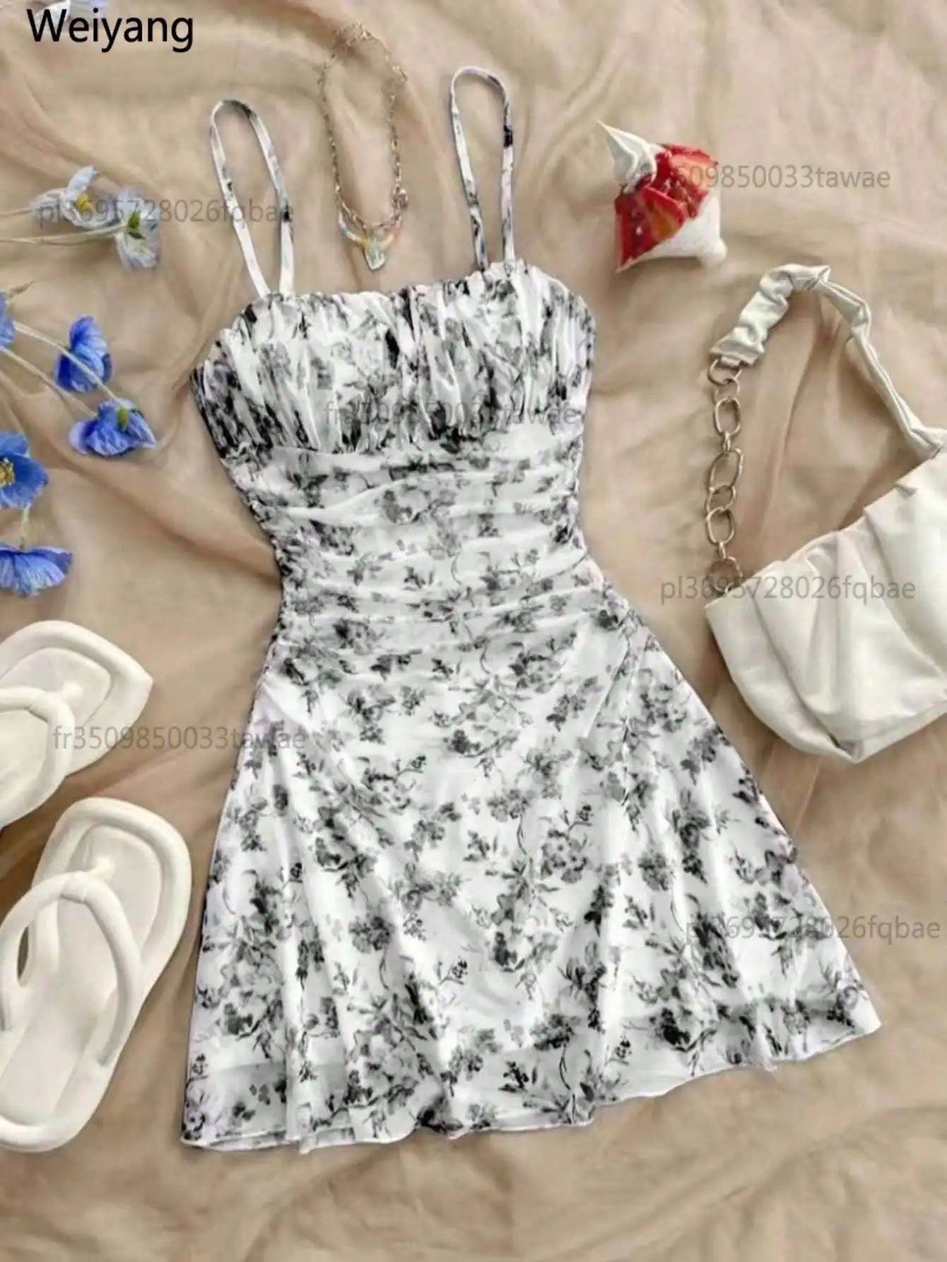 Mädchen Sommerkleid Schulterlos | A-Linie bis Wadenmitte | Ab 14 Jahre | inkl. Accessoire