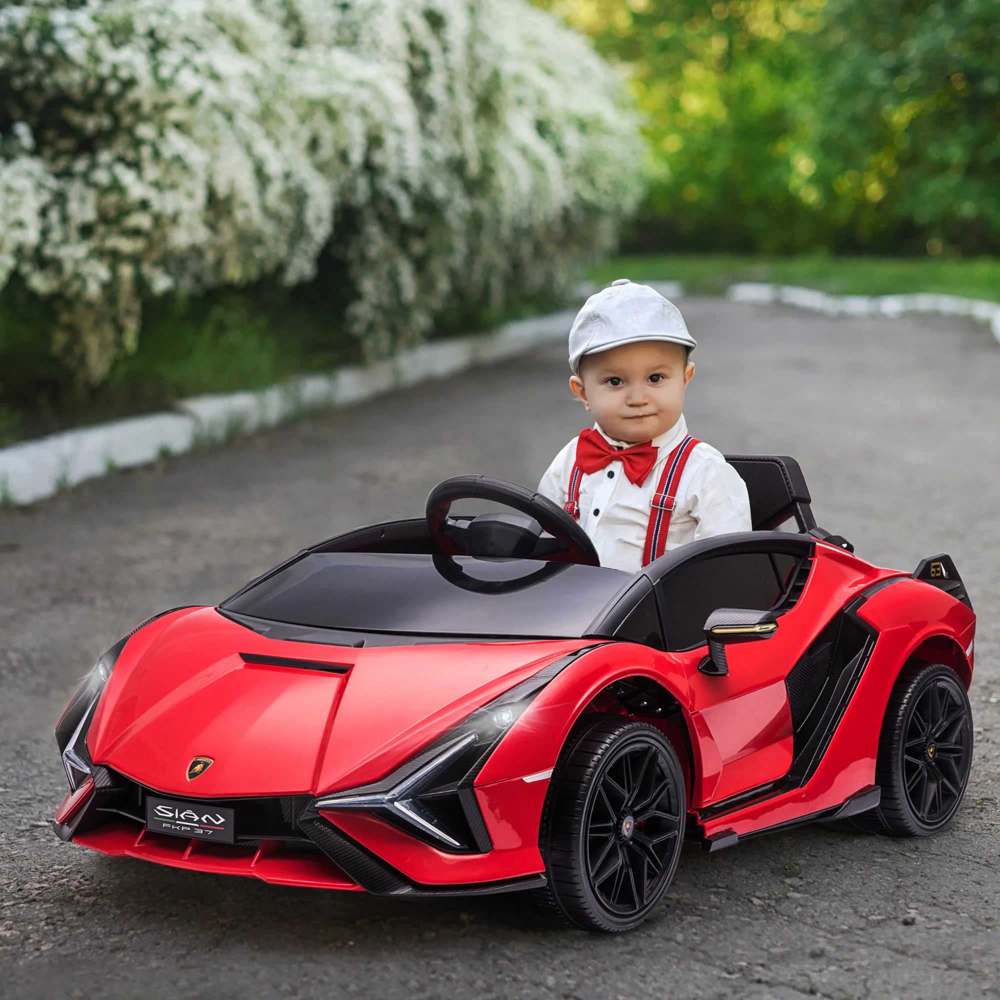 Kinder Elektroauto 12V – Rot, 2,4G-Fernbedienung, LED, Musik & Sicherheitsgurt (3–5 Jahre)