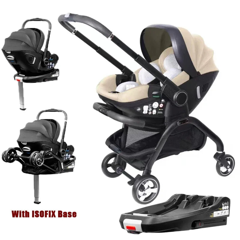 LUVCHAIN 4-in-1 Kinderwagen mit ISOFIX & Autositz – Faltbar, für Neugeborene (EU-Versand)