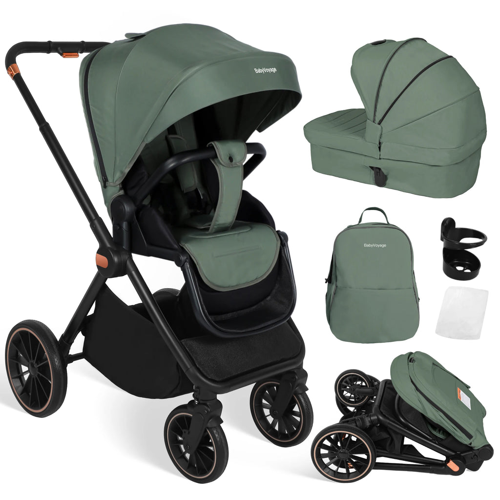 BabyVoyage 2-in-1 Kinderwagen – Wendbarer Sitz, 1-Klick-Faltung & XXL-Korb (0–3 Jahre, EU-Lager)
