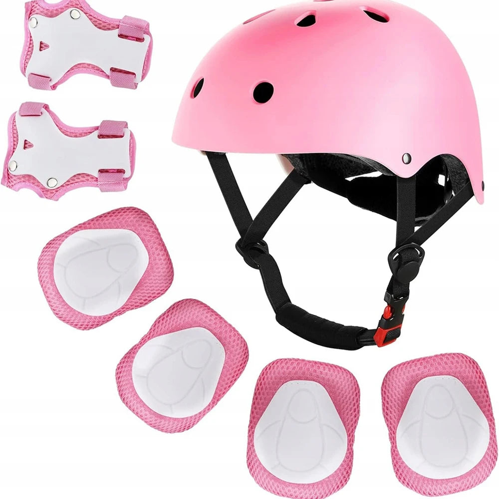 Kinder-Schutzset mit Helm in Rosa – Knie-, Ellbogen- & Handgelenkschützer inkl. Tragetasche (3–7 Jahre)