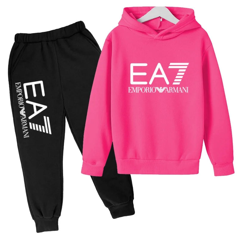 Kinder Jogginganzug 2-teilig – Hoodie & Hose mit Schriftzug für Jungen & Mädchen