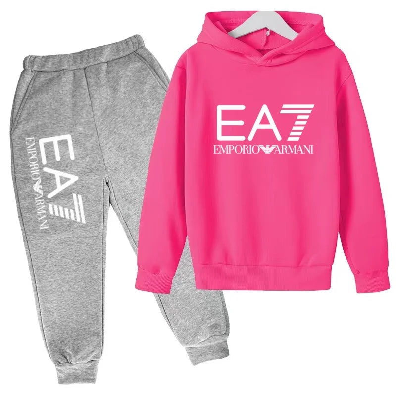 Kinder Jogginganzug 2-teilig – Hoodie & Hose mit Schriftzug für Jungen & Mädchen